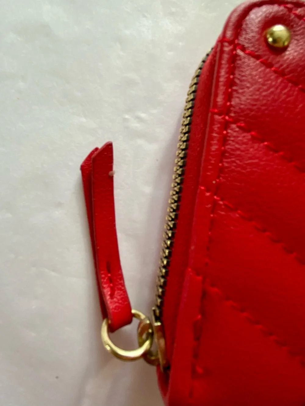 Juicy Couture Red Pebbled Zip-Around Wallet with Gold Crown & Hardware